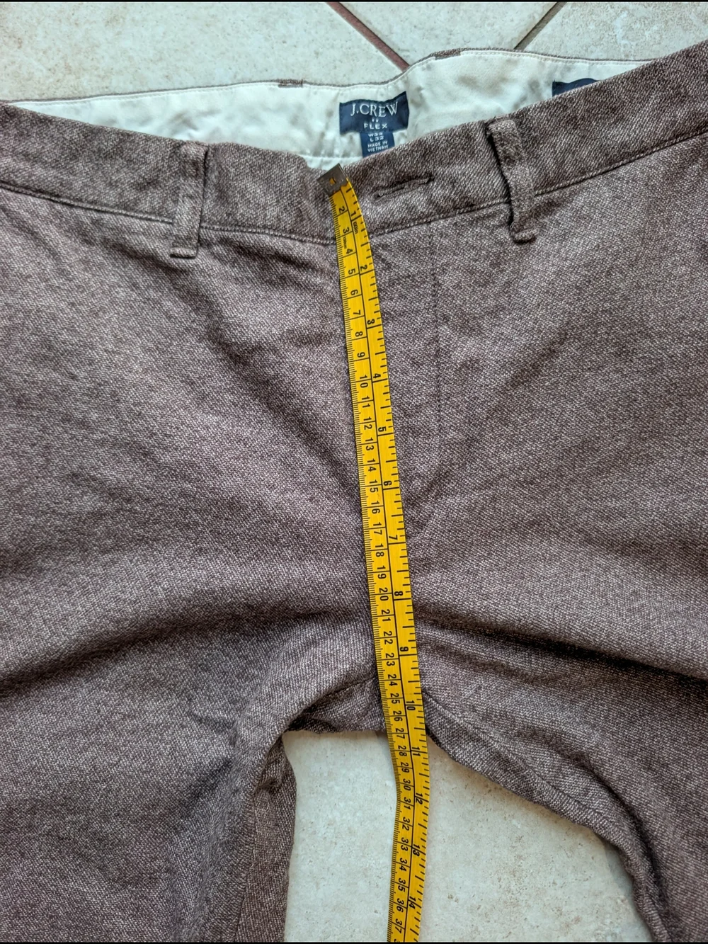 J.Crew Flex Slim Fit Pants Men's W32 L32 Heathered Brown Cotton Stretch